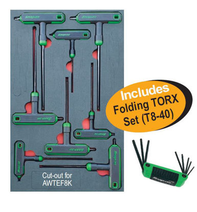 Snap-on  XXAUG113 T & L Shaped TORX Set Supplied in Foam Insert Includes Folding TORX Set (T8-40) 