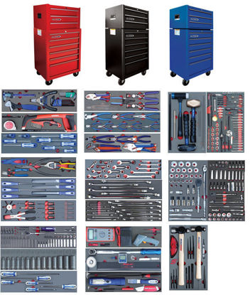 Snap-on Blue - SET.AT3BM2063-$ - 379Pc Senior Auto Technician Tool Set in Foam Inserts supplied with 3Drw Standard Top Chest and 6Drw Standard Roll Cabinet Combo