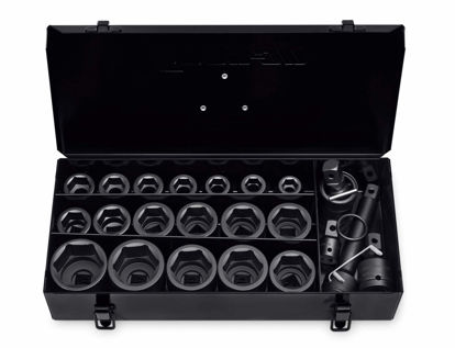 Snap-on - 425IMMSC - 3/4" Drive Flank Drive® Shallow 6Pt Impact Socket Set 17-50mm with accessories in Steel Case; 25Pc - Metric
