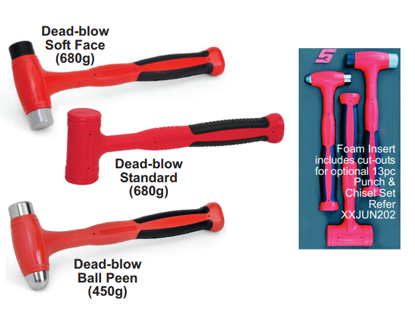 Snap-on XXJUN201 Deadblow Hammer Set 3pc Supplied in foam Includes Dead-blow Standard Hammer