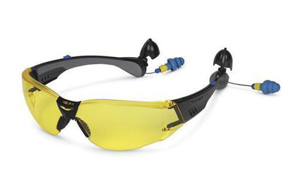 SNap-on - GLASS70BYEAR - Safety Glasses with Built-in Ear Plugs (Black Frame/ Amber Lens)
