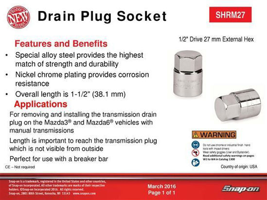 1/2" Drive 27mm Hex Socket