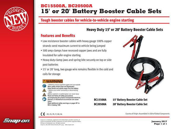 BC15500A 15" Battery Booster Cable Set