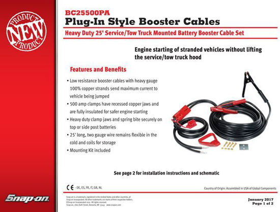 BC25500PA 25" Heavy Duty Battery Booster Cable With Plg