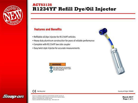 R1234YF Refill Dye/Oil Injector