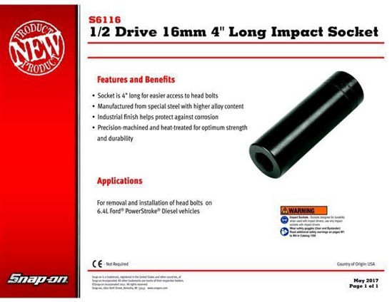 S6116 Socket 12 inch 16mm Impact 4 inch