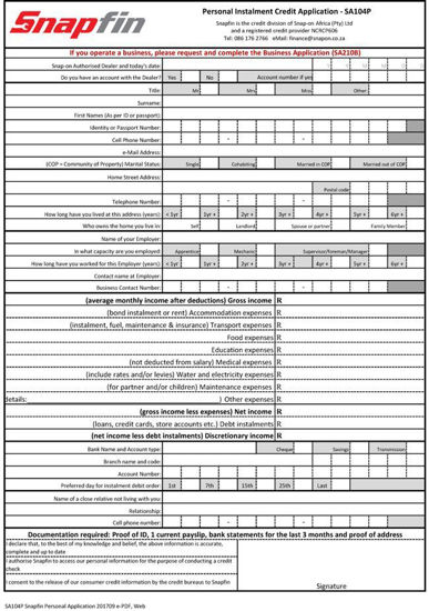 Finance Application - Business