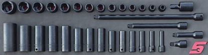 Picture of MOD.834SH45S - 3/8" Impact Socket Set & Extensions; 33Pc - Metric