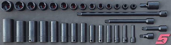 Snap-on - MOD.834SH45S - 3/8" Impact Socket Set & Extensions; 33Pc - Metric