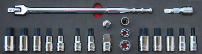 MOD.138SH45SC - 1/2" Hex Skt Drivers; Torx Skts and Breaker Bar - 19Pc - Metric & Imperial