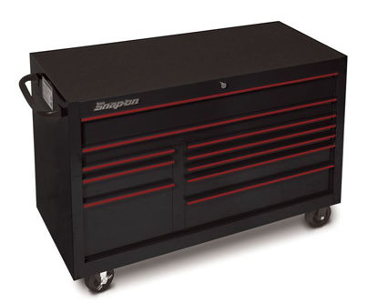 Picture of KRA2422PLU - Classic Series - 55" X-Wide Double Bank 10 Drw Roll Cabinet; Black with Red Alu trims