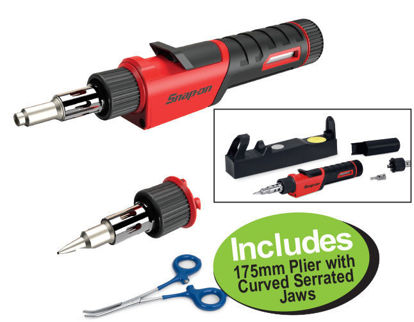 Picture of XXDEC114 Butane Gas Soldering Iron Kit Includes 175mm Plier with Curved Serrated  Jaws