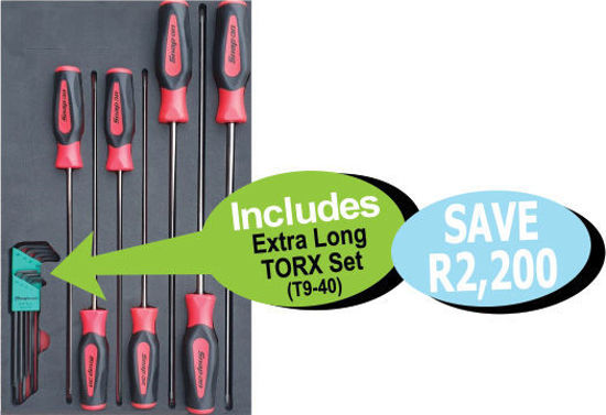 Picture of XXAPR205 TORX Long Screwdriver Set 7pc Supplied in Tool Control Foam Includes Extra Long TORX Set (T9-40)