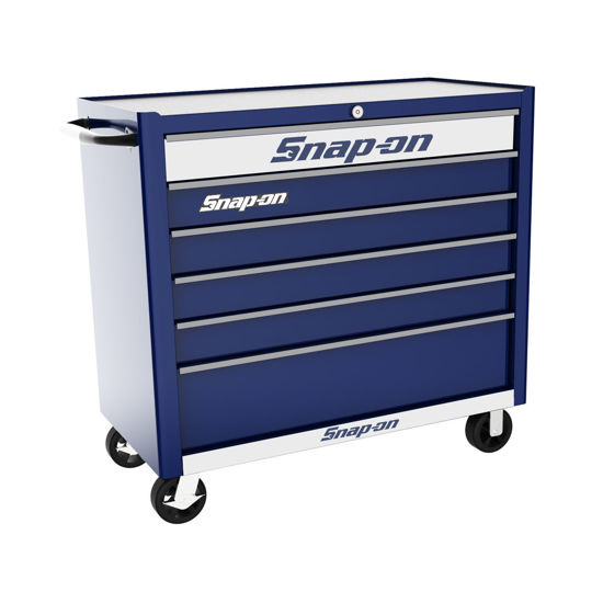 Picture of KRA2106KZUUS-S-WO - Wide 6Drw Roll Cab; Royal Blue; PVC trims and Brushed Silver Fronts