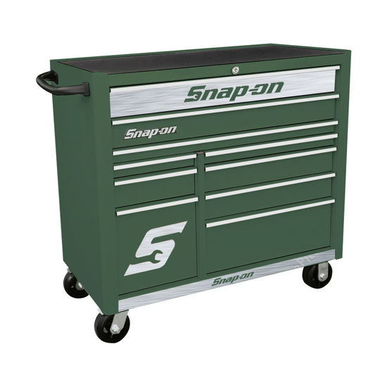 Picture of KRA2210KZUCS-S-WO - Wide 10Drw Roll Cab; Combat Green with PVC Trims and Brushed Silver Fronts