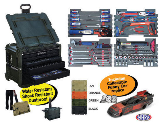 XXJUN276 1/2" 72pc  Portable All-Weather Composite Tool Chest  Includes Collectible Funny Car Replica