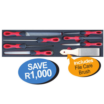 Snap-on XXAUG202 Red Handle File Set (8pc) Supplied In Foam Insert Includes File Care Brush