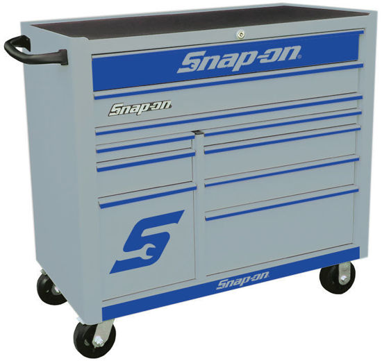 Snap-on - KRA2210KZUAU-U-WO - 10 Drw Wide Roll Cab Arctic Silver, Blue Alu Trims and Blue Fronts