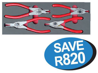 Snap-on XXOCT213 4pc Circlip Plier Set with  RED handles Supplied in Foam Control Insert with Set Expansion options