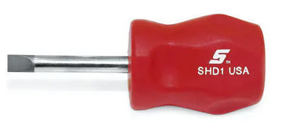 Snap-on - SHD1R - Flat Tip Instinct® Hard Grip Stubby Screwdriver (Red)