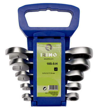 Irimo - IR18S-5-H - Stubby Ratcheting Combination Spanner Set 8-19mm in Plastic Holder