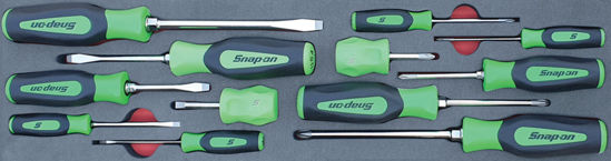 Snap-on - MOD.486SH45S12-G - Combination Screwdriver Set; 12Pc (Green)