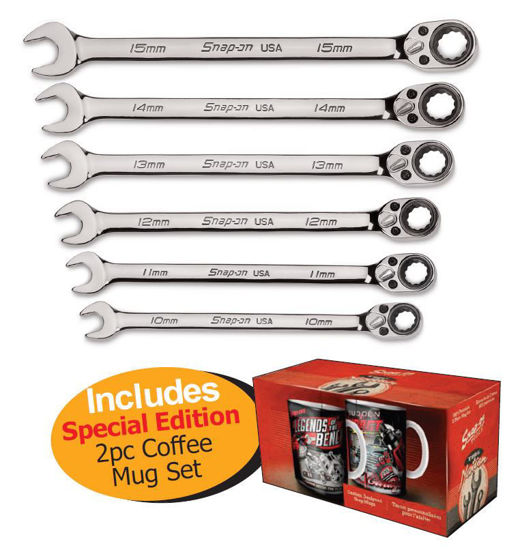 Snap-on XXFEB101 FLANK DRIVE Plus Ratcheting Combination 10-15mm includes Special Edition  2pc Coffee Mug Set