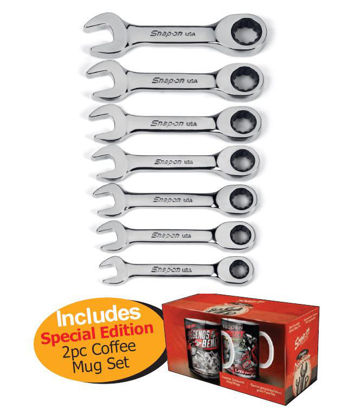 Snap-on XXFEB105 Stubby Ratcheting Combination 9 - 15mm  includes Special Edition  2pc Coffee Mug Set