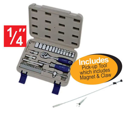 Snap-on Blue XXMAR118 1/4" Drive Socket & Accessory Set - 19pc Includes Pick-up Tool which includes Magnet & Claw