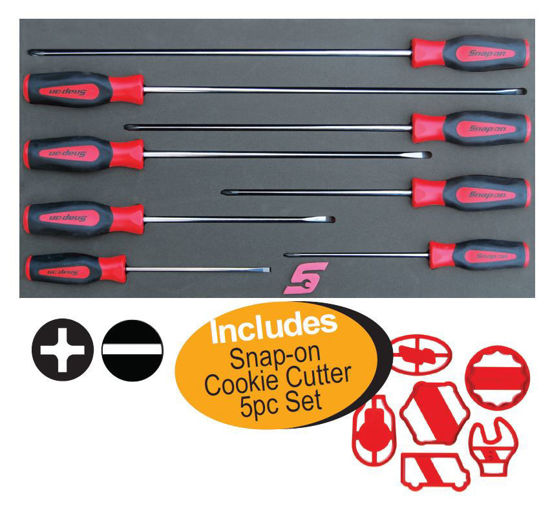Snap-on XXMAR101 LONG Cabinet Screwdriver  Set (8pc) in Foam Includes Snap-on  Cookie Cutter 5pc Set