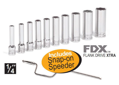 Snap-on XXAPR183 1/4" FDX Deep Socket Set Supplied in Foam Insert Includes Snap-on Speeder