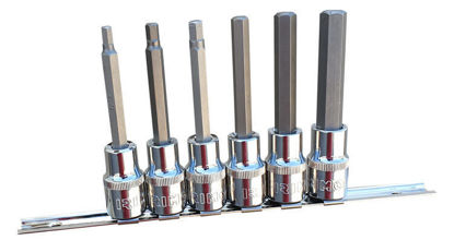 Irimo - IR180-0512XS6-WO - 1/2" Long Hex Bit Socket Set 5-12mm supplied on Rail; 6Pc - Metric