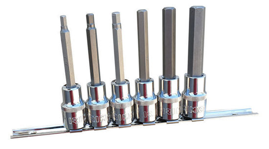 Irimo - IR180-0512XS6-WO - 1/2" Long Hex Bit Socket Set 5-12mm supplied on Rail; 6Pc - Metric