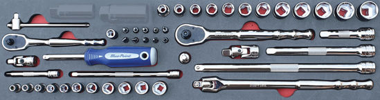 Blue-Point - MOD.959SH45S-XSP - 1/4" and 3/8" Sockets and Accessories Set; 47Pc - Metric (excl Spark Plug Skts)