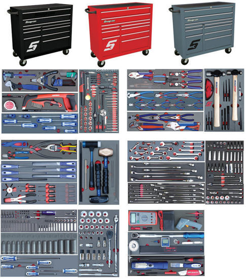 Snap-on Blue - SET.AT3BM2210-$ - 379Pc Senior Auto Technician Tool Set in Foam Inserts supplied with Wide 10Drw Snap-on Roll Cabinet