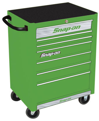 Snap-on - KRA2007KZUES-S-WO - Standard 7Drw Roll Cab; Extreme Green with PVC Trims and Brushed Silver Fronts