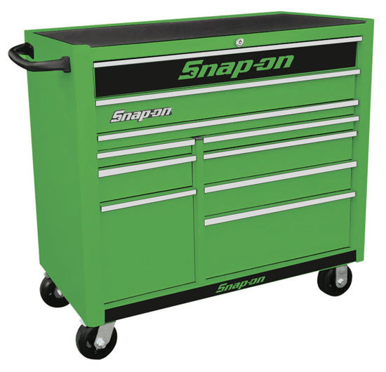 Snap-on - KRA2210KZUES-B-WO - Wide 10Drw Roll Cab; Extreme Green with PVC Trims and Black Fronts
