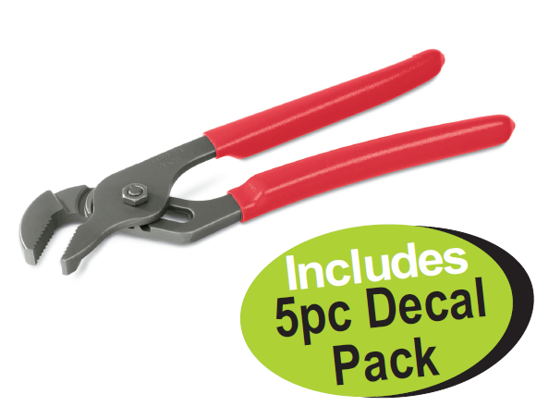 Snap-on XXFEB204 Adjustable Joint Interlocking Waterpump Pliers Red Handles (225mm) Includes 5pc Decal Pack