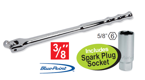Snap-on Blue XXFEB210 3/8" Breaker Bar (250mm) Includes  Spark Plug Socket