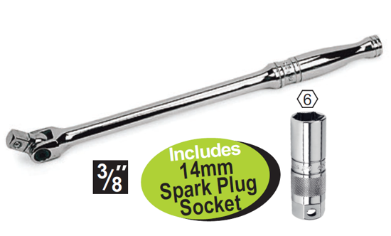 Snap-on XXFEB212 3/8" Breaker Bar (250mm) Includes 6pt 14mm Spark Plug Socket