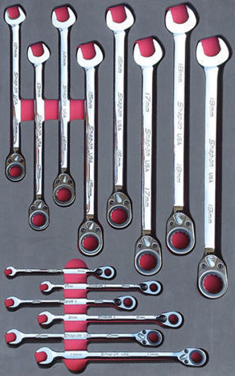 Snap-on - MOD.757SH42D - Flank Drive Plus Reversible Ratcheting Combination Spanner Set 6-19mm; 14Pc