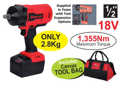 Snap-on XXAPR282 1/2" 18V Brushless Impact Gun & 5.0Ah Battery Includes Canvas TOOL BAG