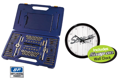 Snap-on Blue XXMAY201 Metric & Imperial Tap & Die Combo Set (76Pc) Includes Snap-on Wall Clock