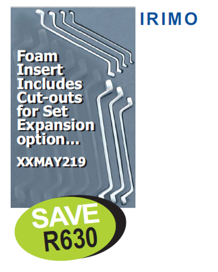 Snap-on Blue XXMAY218 Off-Set Spanner Set - 7pc Supplied in Foam (6-19mm) Foam Insert Includes Cut-outs for Set Expansion option