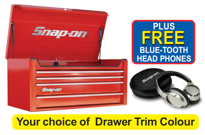 Snap-on XXAPR241 CLASSIC RED with Silver Trim Top Chest PLUS FREE BLUE-TOOTH HEAD PHONES