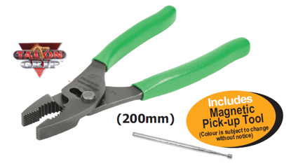 Snap-on XXMAY209 Green Cushion Handle Combination Slip Joint Plier Includes Magnetic Pick-up Tool