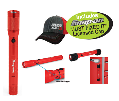 Snap-on XXJUN264 800Lumen Rechargeable Aluminium Light Includes Snap-on "JUST FIXED IT" Licensed Cap