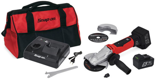 Snap-on - CTGR8855AU2-WO - 18V MonsterLithium Cordless Angle Grinder / Cut-Off Tool Kit with Safety switch and 2 x Batteries (Red)