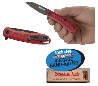 Snap-on XXDEC212 Slacker™ Compact Knife Red Handle Includes Snap-on Vintage Band-Aid Kit