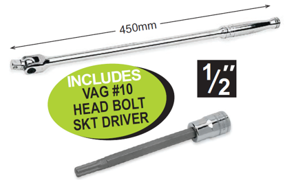 Snap-on 1/2" Breaker Bar 450mm with VAG #10 Head Bolt Socket Driver XXJUL112